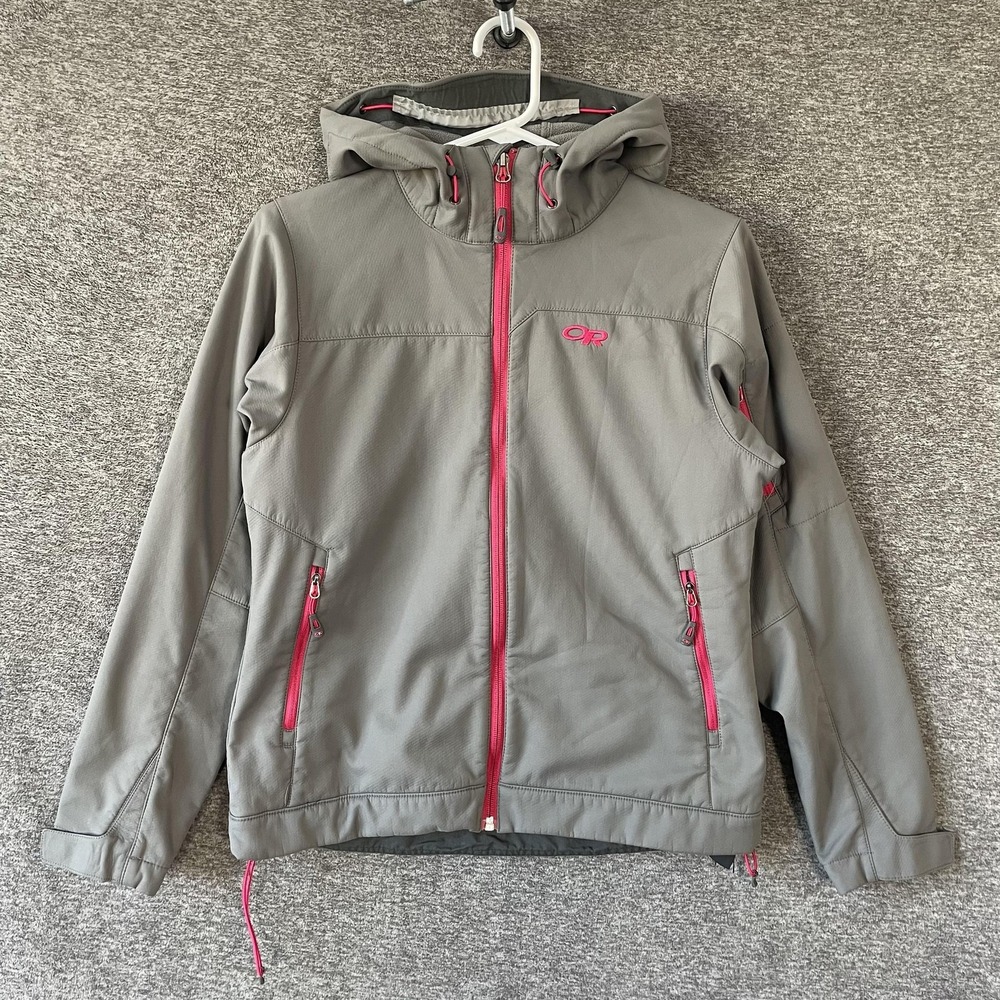 Outdoor Research Transfer Hoody Jacket Womens‎ Small Gray Softshell Full Zip